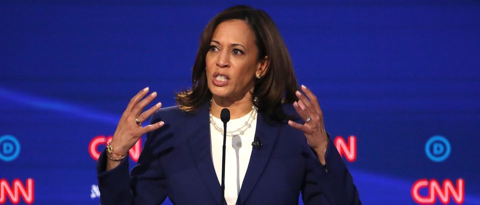 Sen. Kamala Harris speaks during the Democratic presidential debate at Otterbein University on Oct. 15, 2019 in Westerville, Ohio. (Photo by Win McNamee/Getty Images)