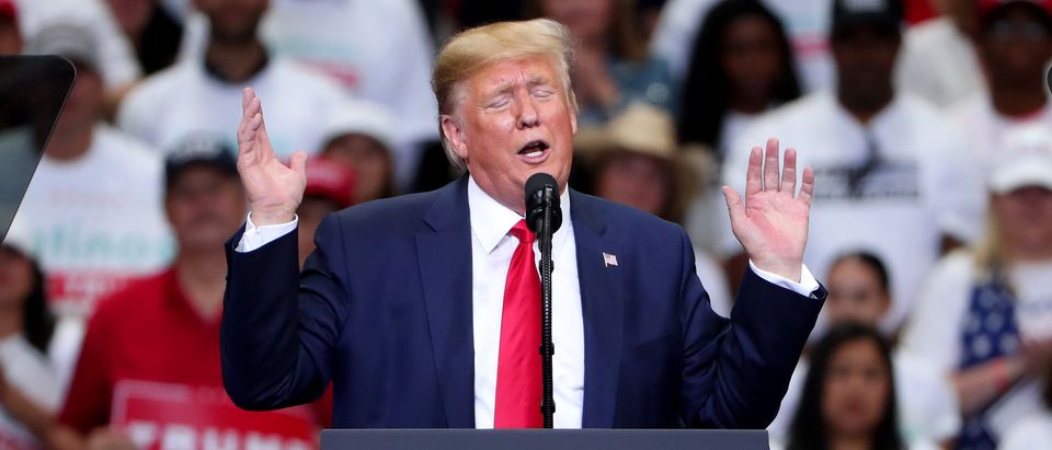 U.S. President Donald Trump speaks during a "Keep America Great" Campaign Rally at American Airlines Center on October 17, 2019 in Dallas, Texas. (Tom Pennington/Getty Images)