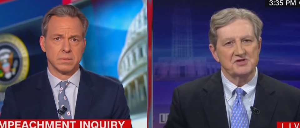 John Kennedy discusses impeachment inquiry with Jake Tapper (CNN screengrab)
