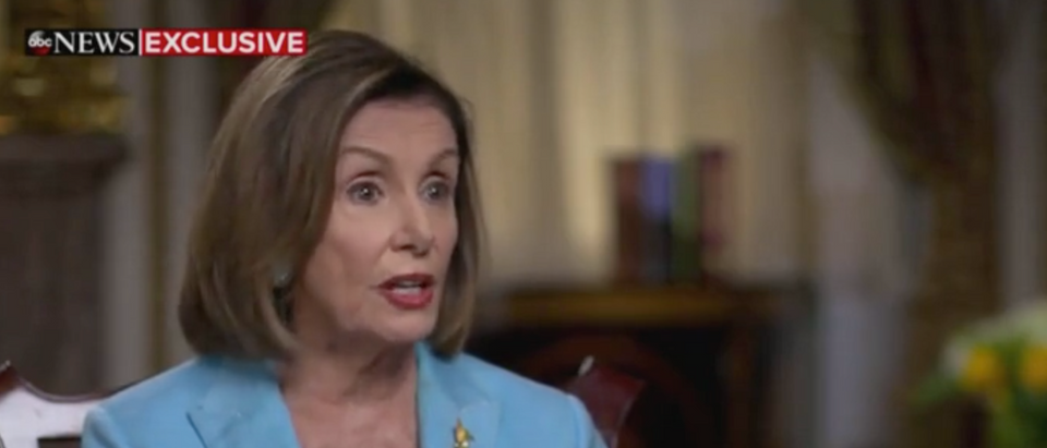 Nancy Pelosi says that Schiff's reading of the Ukraine transcript was the president's actual words. (Screenshot ABC News Good Morning America)
