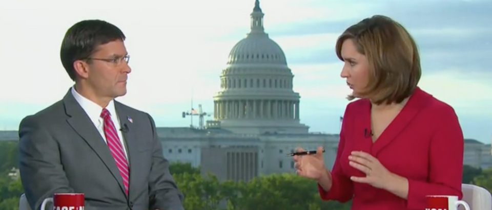 Defense Secretary Mark Esper appears on "Face the Nation." Screen Shot/CBS
