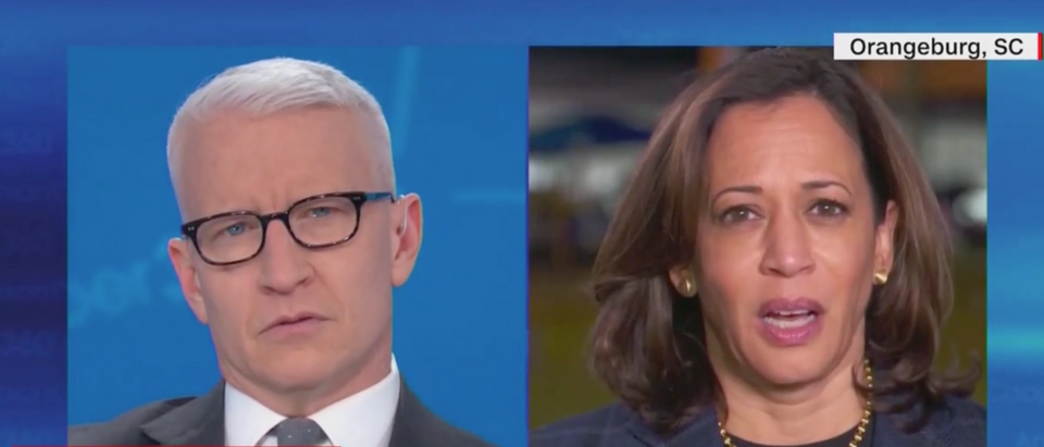 Anderson Cooper interviews Kamala Harris about Rudy Giuliani and Ukraine. (Screenshot CNN, Anderson Cooper 360)