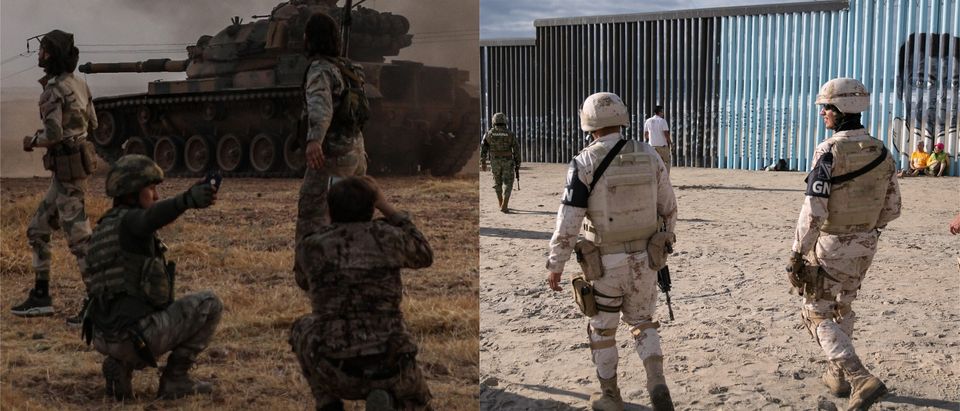 The northern Syria border and U.S. southern border are pictured. Getty Images collage