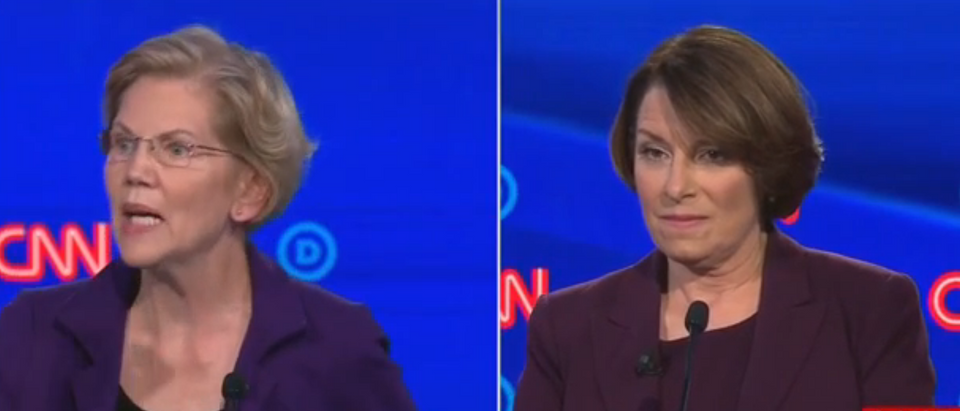 Sen. Elizabeth Warren criticized billionaires in America during a Democratic presidential debate Tuesday evening. CNN Debate Grabien