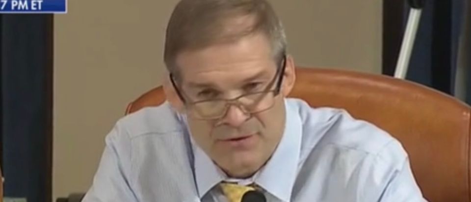 Republican Ohio Rep. Jim Jordan questions Acting Ambassador to Ukraine William Taylor during the first day of impeachment hearings, Nov. 13, 2109. Fox News screenshot.