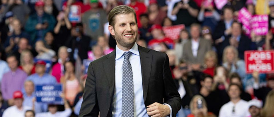 Eric Trump attends a campaign rally hosted by US President Donald Trump at the Toyota Center in Houston, Texas, on October 22, 2018