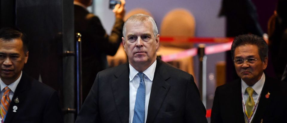 Britain's Prince Andrew, Duke of York, arrives for the ASEAN Business and Investment Summit in Bangkok on Nov. 3, 2019. (LILLIAN SUWANRUMPHA/AFP via Getty Images)