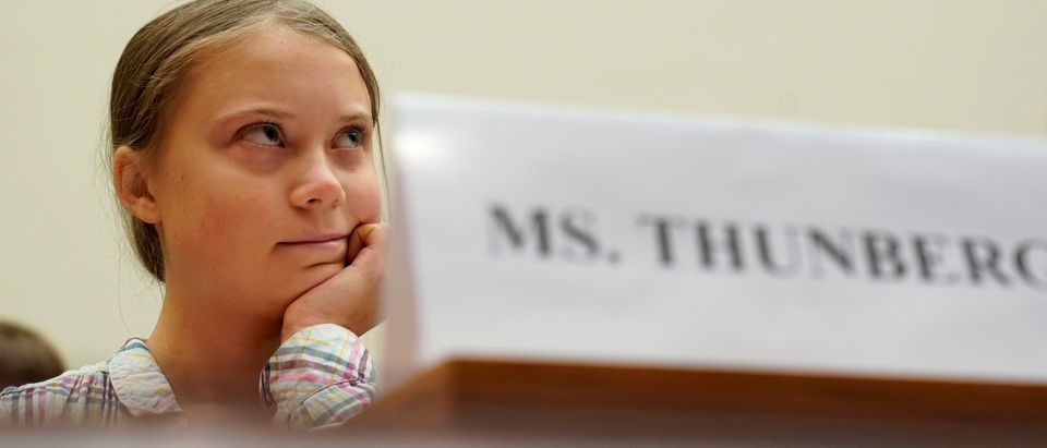Sixteen-year-old Swedish climate activist Greta Thunberg testifies at a House Foreign Affairs subcommittee and House Select Climate Crisis Committee joint hearing on "Voices Leading the Next Generation on the Global Climate Crisis" on Capitol Hill in Washington U.S., Sept. 18, 2019. REUTERS/Kevin Lamarque