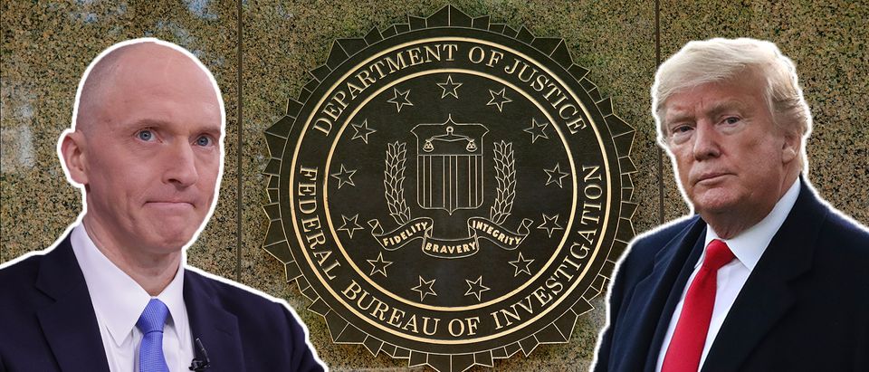 Carter Page, DOJ logo, Donald Trump (Getty Images, Shutterstock, Daily Caller)