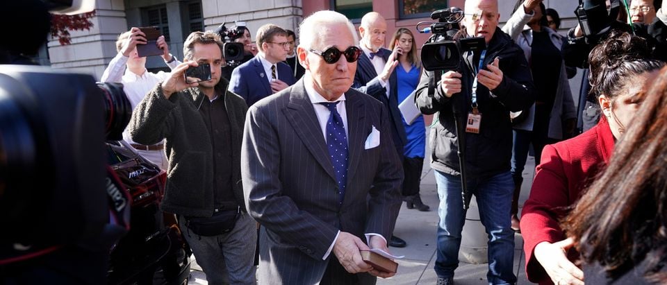Former adviser to U.S. President Donald Trump, Roger Stone, leaves the E. Barrett Prettyman United States Courthouse after being found guilty of obstructing a congressional investigation into Russia’s interference in the 2016 election on Nov. 15, 2019 in Washington, D.C. (Photo by Win McNamee/Getty Images)