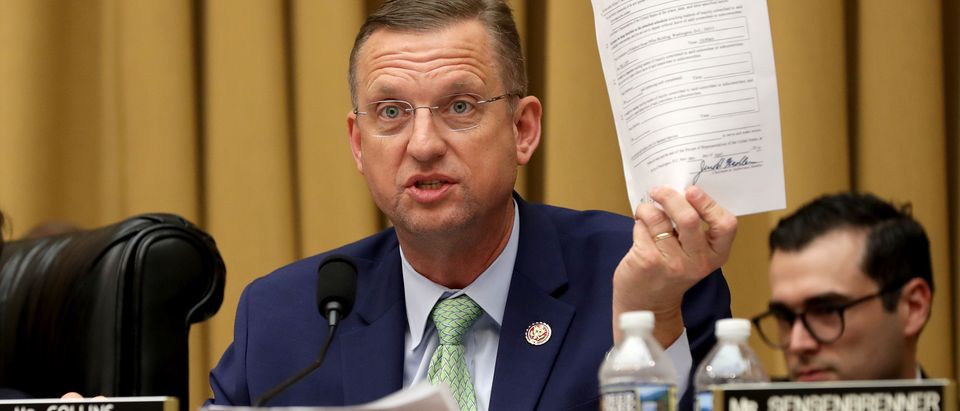 Judiciary Committee ranking member Rep. Doug Collins delivers remarks during a mark-up hearing during a mark-up hearing where members may vote to hold Attorney General William Barr in contempt of Congress for not providing an un-redacted copy of special prosecutor Robert Mueller's report in the Rayburn House Office Building on Capitol Hill May 8, 2019 in Washington, D.C.(Photo by Chip Somodevilla/Getty Images)