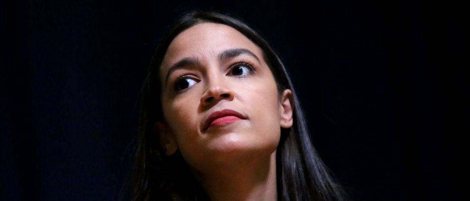 Rep. Alexandria Ocasio-Cortez (D-NY) takes questions during a Green New Deal For Public Housing Town Hall on December 14, 2019 in the Queens borough of New York City. (Yana Paskova/Getty Images)