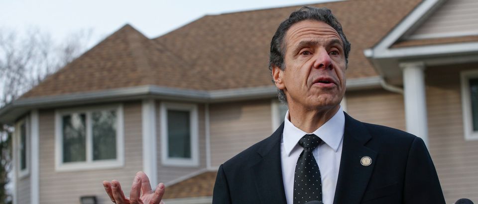 New York Governor Andrew Cuomo speaks to the media outside the home of rabbi Chaim Rottenbergin Monsey, in New York on December 29, 2019. (KENA BETANCUR/AFP via Getty Images)