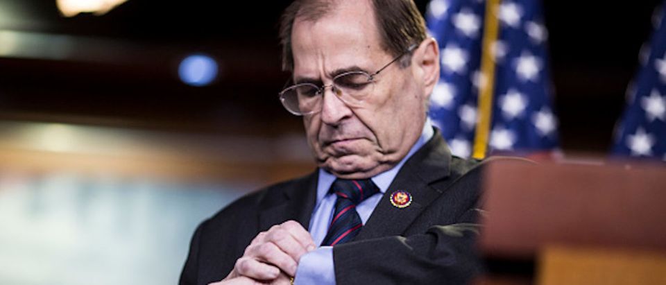 House Judiciary Committee Chairman Rep. Jerry Nadler (D-NY) departs after speaking during a news conference on April 9, 2019 in Washington, DC