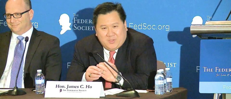 Judge James Ho speaks at the Federalist Society's National Lawyers Convention on Nov. 16, 2018. (Youtube screenshot/Federalist Society)