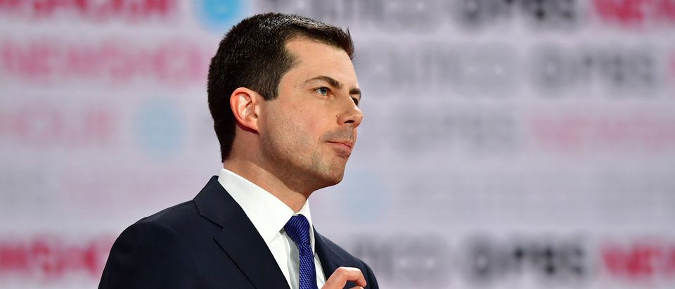 Democratic presidential hopeful Mayor of South Bend, Indiana, Pete Buttigieg speaks during the sixth Democratic primary debate of the 2020 presidential campaign season co-hosted by PBS NewsHour & Politico at Loyola Marymount University in Los Angeles, California on Dec. 19, 2019. (Photo by Frederic J. Brown / AFP) (Photo by FREDERIC J. BROWN/AFP via Getty Images)