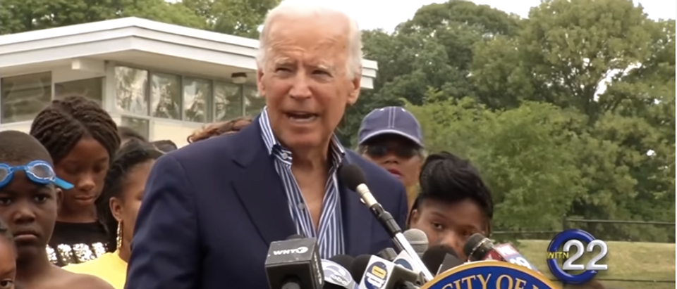 Former Vice President Joe Biden said in a 2017 speech he allowed children to play with his wet leg hair as a lifeguard, according to resurfaced video footage. (Photo: Screenshot/ YouTube/WITN Channel 22)
