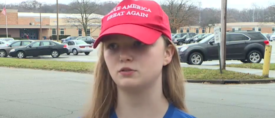 Teacher investigated for taking student's 'Women For Trump' pin (screengrab)