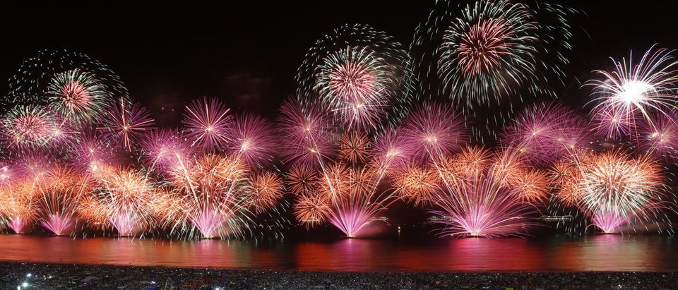 RIO DE JANEIRO, BRAZIL - JANUARY 01: Fireworks are seen on Copacabana beach during New Years Eve Celebration on January 1, 2020, in Rio de Janeiro, Brazil. (Photo by Wagner Meier/Getty Images)