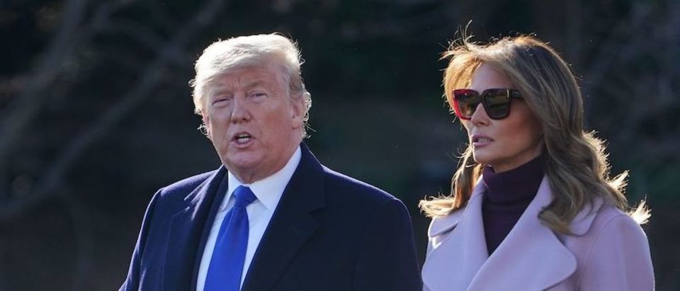 US President Donald Trump and First Lady Melania Trump make their way to board Marine One from the South Lawn of the White House in Washington, DC on January 17, 2020. - Trump is traveling to Palm Beach, Florida. (Photo by MANDEL NGAN/AFP via Getty Images)