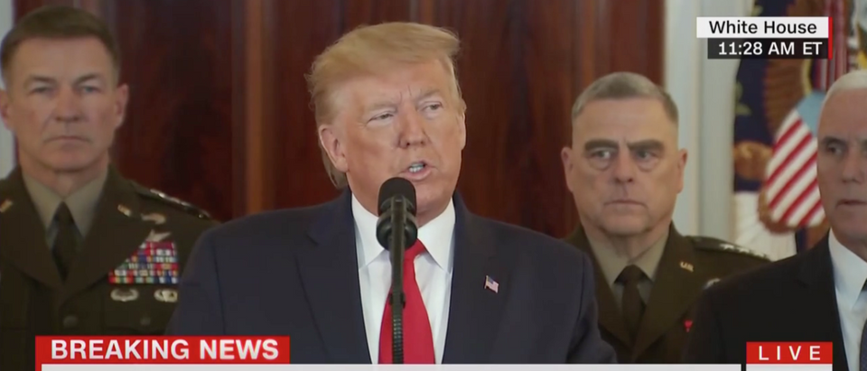 Trump Addresses Nation After Iranian Missile Strikes (CNN Screenshot)