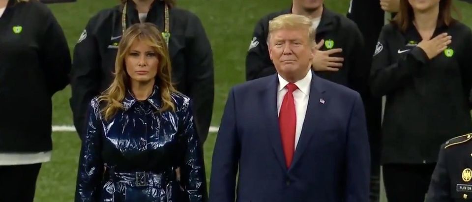 President Donald Trump and first lady Melania Trump attend the College Football National Championship (Twitter Screenshot)