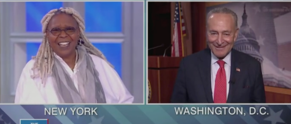 Whoopi Goldberg and Senate Minority Leader Chuck Schumer appear on "The View." Screen Shot/ABC