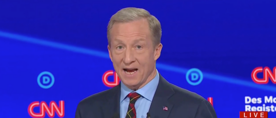 Tom Steyer said he wouldn't sign USMCA because it doesn't address climate after originally saying it was a "win." (Screenshot CNN)