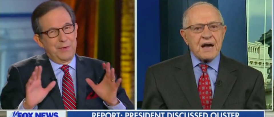 Chris Wallace speaks with Alan Dershowitz on "Fox News Sunday." Screen Shot/Fox