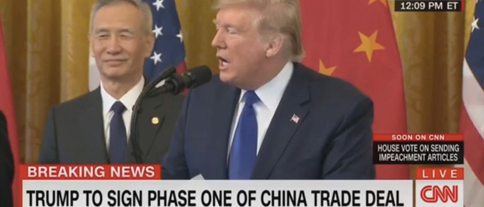 Trump praised Grassley before signing China trade deal. (Screenshot/YouTube/DC Shorts)