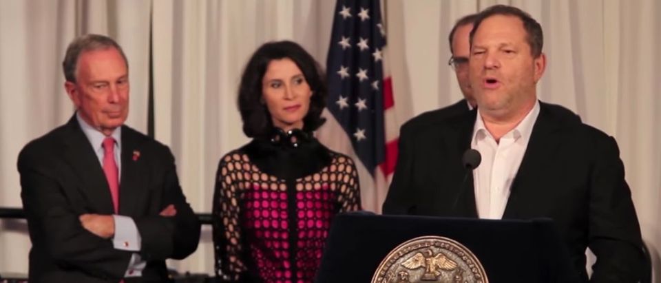 Harvey Weinstein (right) speaks at the "Made in New York" awards ceremony at Gracie Mansion in New York City, June 10, 2013. (YouTube screen capture/NEALB.tv)