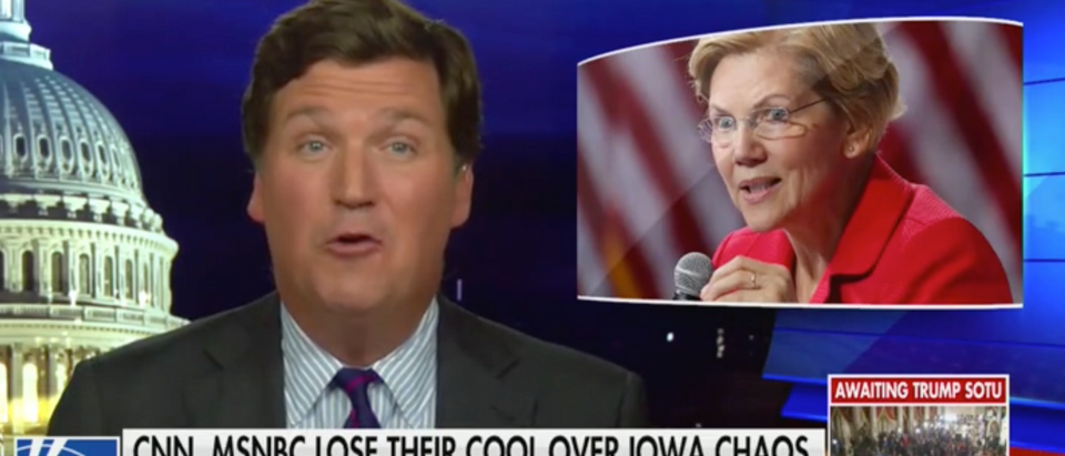 Tucker Carlson mocks Iowa caucus chaos. Screen Shot/Fox News