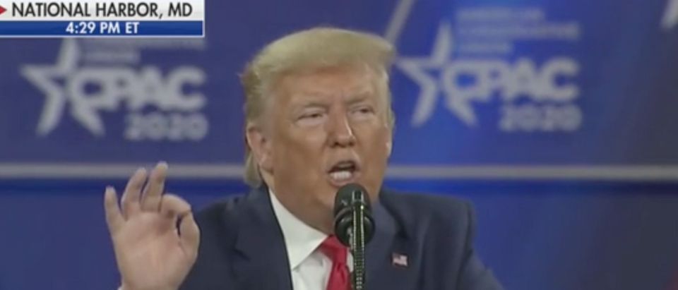 Donald Trump addresses the crowd at CPAC. Screen Shot/Fox News