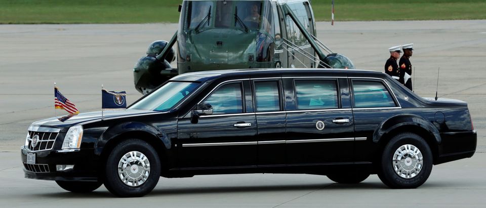 U.S. President Donald Trump's limo drives at Joint Base Andrews in Maryland, U.S., September 15, 2017. REUTERS/Yuri Gripas