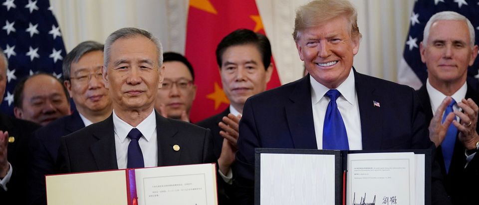FILE PHOTO: U.S. President Trump hosts U.S.-China trade signing ceremony at the White House in Washington