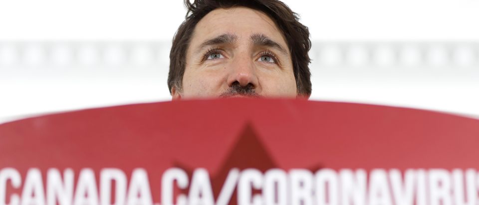 Canada's Prime Minister Justin Trudeau attends a news conference as efforts continue to help slow the spread of coronavirus disease (COVID-19) in Ottawa