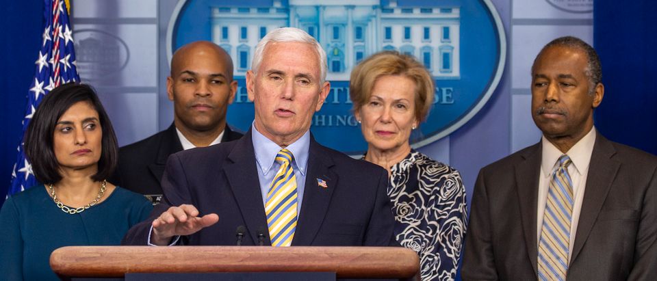WASHINGTON, DC - MARCH 14: Vice President Mike Pence speaks in press briefing room at the White House on March 14, 2020 in Washington, DC. President Trump also told reporters he was tested for the novel coronavirus Friday night, but did not reveal the results and said he did not know when he would get them. (Photo by Tasos Katopodis/Getty Images)