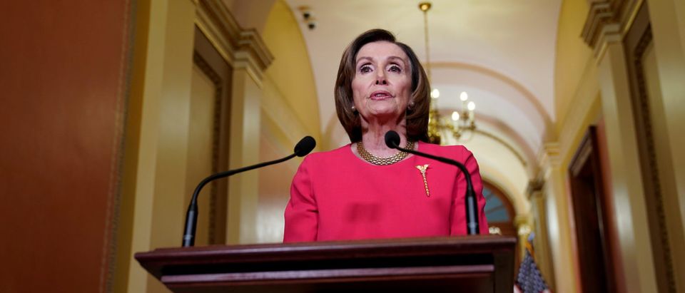 U.S. House Speaker Nancy Pelosi makes statement about coronavirus economic relief on Capitol Hill in Washington