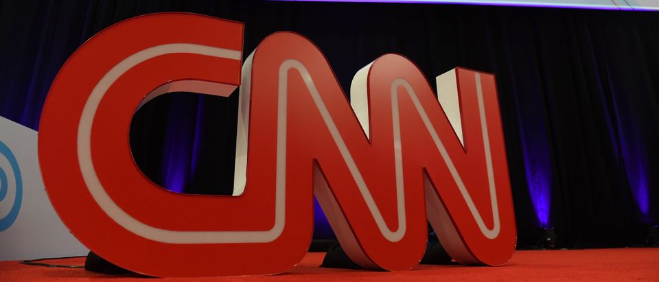 A CNN sign is viewed before the fourth Democratic primary debate of the 2020 presidential campaign season hosted by CNN and The New York Times at Otterbein University in Westerville, Ohio, October 15, 2019. (SAUL LOEB/AFP via Getty Images)