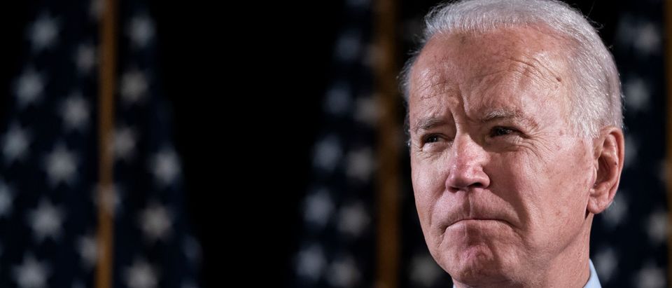 Democratic presidential candidate former Vice President Joe Biden delivers remarks about the coronavirus outbreak, at the Hotel Du Pont March 12, 2020 in Wilmington, Delaware. (Drew Angerer/Getty Images)