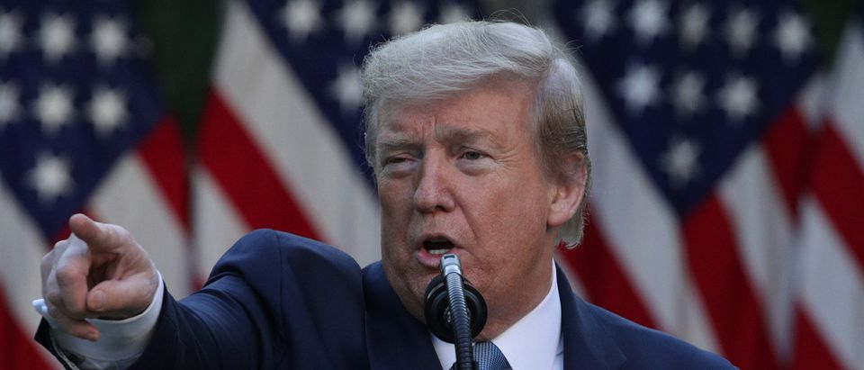 U.S. President Donald Trump speaks at the daily briefing of the White House Coronavirus Task Force in the Rose Garden at the White House April 15, 2020 in Washington, DC. (Alex Wong/Getty Images)