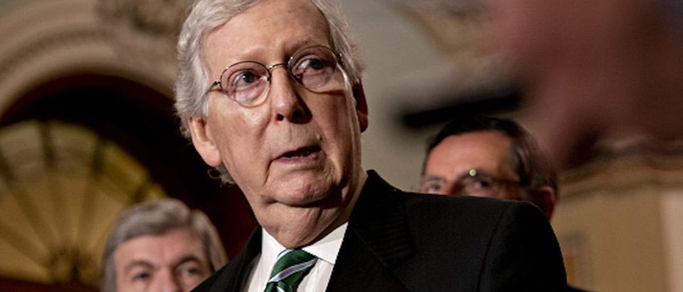 Senate Majority Leader Mitch McConnell, a Republican from Kentucky, speaks during a news conference after a Senate Republican policy luncheon at the U.S. Capitol in Washington, D.C., U.S., on Tuesday, July 30, 2019