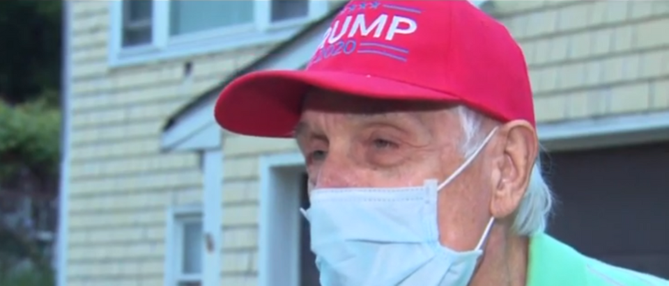 Fall River man attacked for holding a Trump sign (YouTube screengrab)
