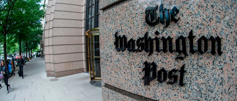 The building of the Washington Post newspaper headquarter is seen on K Street in Washington DC on May 16, 2019. (ERIC BARADAT/AFP via Getty Images)
