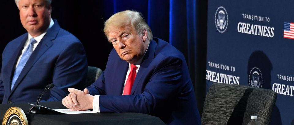 TOPSHOT - US President Donald Trump hosts a roundtable with faith leaders, law enforcement officials, and small business owners at Gateway Church Dallas Campus in Dallas, Texas, on June 11, 2020. (Photo by Nicholas Kamm / AFP) (Photo by NICHOLAS KAMM/AFP via Getty Images)