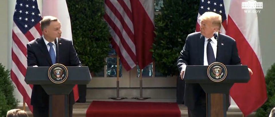 President Trump meets with the president of Poland. (Screenshot/YouTube/White House)