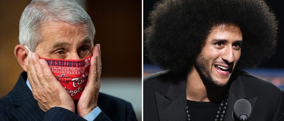 Anthony Fauci (left) Colin Kaepernick (right) via Getty Images
