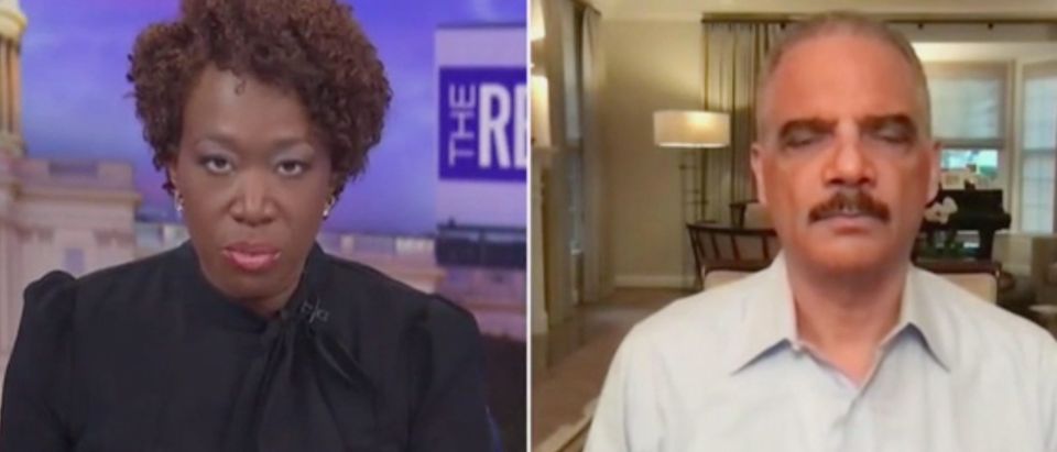 Joy Reid and Eric Holder appear on "The Reidout." Screenshot/MSNBC