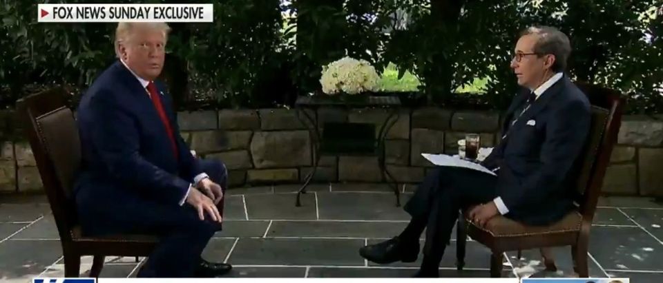 President Donald Trump cuts an interview with Fox News Host Chris Wallace. (Screenshot/Fox News)