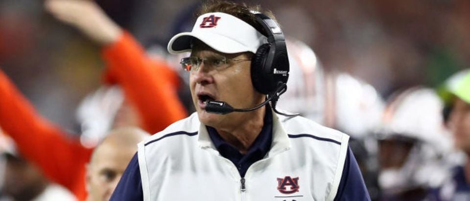 ARLINGTON, TEXAS - AUGUST 31: Head coach Gus Malzahn of the Auburn Tigers during the Advocare Classic at AT&amp;T Stadium on August 31, 2019 in Arlington, Texas. (Photo by Ronald Martinez/Getty Images)